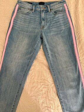 Talbots Light Blue Skinny Jeans with Pink Side Stripes